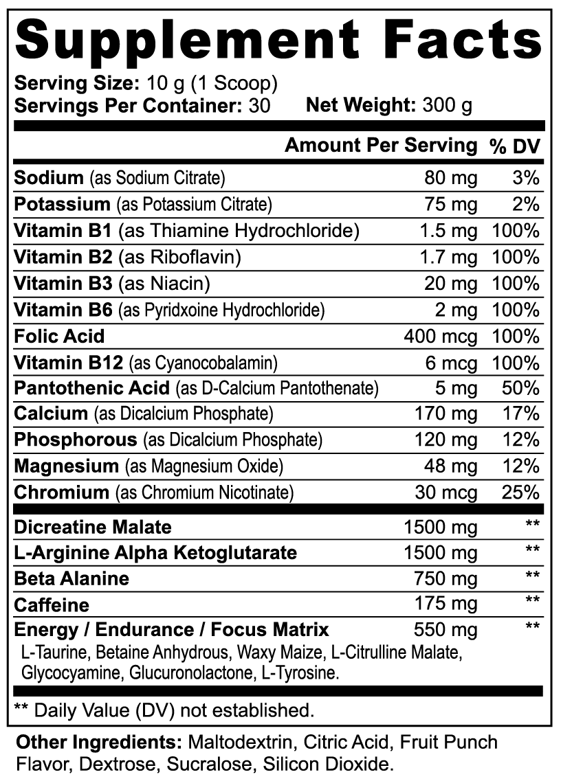 Vyta+ Nitric Shock Pre-Workout Powder (Fruit Punch)